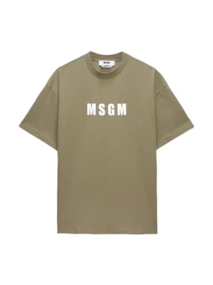 Zielony T-shirt z nadrukiem logo Msgm