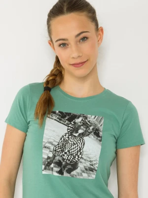 Zielony T-shirt z nadrukiem Reporter