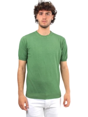 Zielony T-shirt z okrągłym dekoltem Kangra