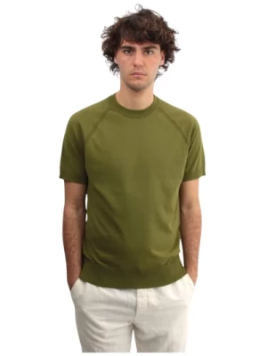Zielony T-shirt z okrągłym dekoltem Paolo Pecora