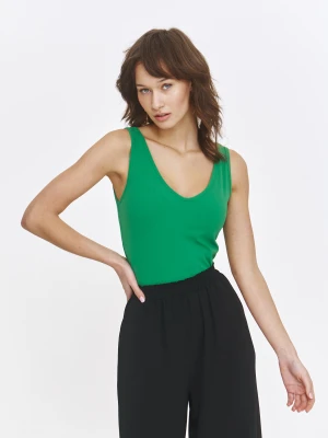 Zielony top z dekoltem w serek Top Secret