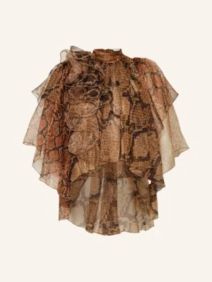 Zimmermann Bluzka Z Wiązaniem Pod Szyją Z Jedwabiu, Z Wolantami braun