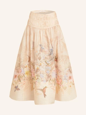 Zimmermann Spódnica Illuminate Drawn Z Lnem I Jedwabiem orange