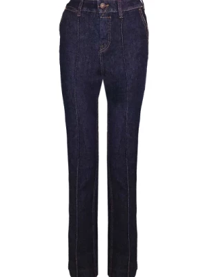 Zimmermann, Spodnie dżinsowe z rozszerzanymi nogawkami i kontrastowym szwem Blue, female,