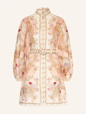 Zimmermann Sukienka Lniana Daylight Z Brokatową Przędzą beige