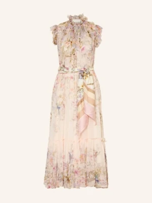 Zimmermann Sukienka Rebellion Z Falbanami I Plisami beige