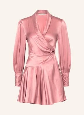 Zimmermann Sukienka Satynowa High Tide Z Jedwabiu W Stylu Kopertowym rosa