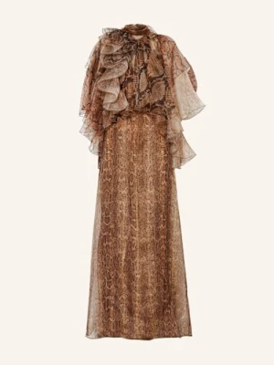 Zimmermann Sukienka Wieczorowa Z Jedwabiu Z Wolantami braun
