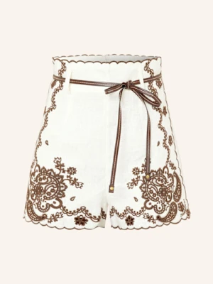 Zimmermann Szorty Z Lnu Ascension Z Dziurkowaną Koronką weiss