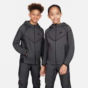 Zimowa bluza z kapturem i zamkiem na całej długości dla dużych dzieci (chłopców) Nike Sportswear Tech Fleece - Czerń