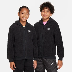 Zimowa bluza z kapturem i zamkiem na całej długości dla dużych dzieci Nike Sportswear Club Fleece - Czerń