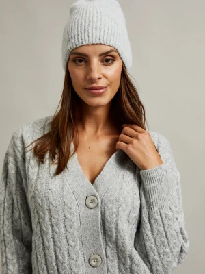 Zimowa czapka ze strukturalnego materiału szara Moodo