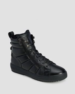 Zimowe Buty Skórzane Z Kolcami Męskie Bogner Anchorage S 12 B Czarne
