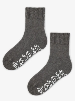 Zimowe skarpety damskie z antypoślizgowym spodem ciemny szary B51 Marilyn
