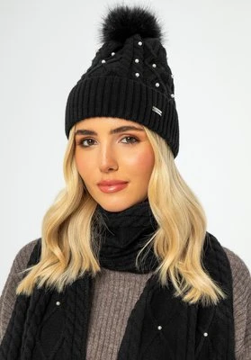 Zimowy komplet damski z perełkami czarny Wittchen