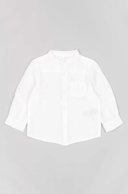 zippy koszula z domieszką lnu dziecięca kolor biały