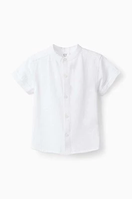zippy koszula z domieszką lnu niemowlęca kolor biały