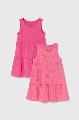 zippy sukienka bawełniana dziecięca 2-pack kolor różowy mini rozkloszowana