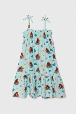 zippy sukienka bawełniana dziecięca x Disney kolor turkusowy mini rozkloszowana