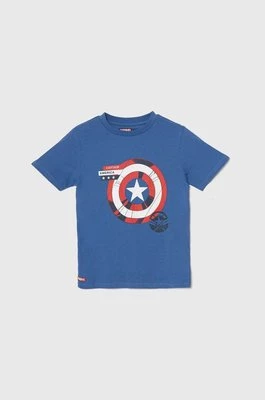 zippy t-shirt bawełniany dziecięcy x Marvel kolor niebieski z nadrukiem