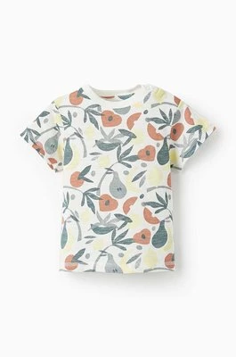 zippy t-shirt bawełniany niemowlęcy kolor beżowy wzorzysty