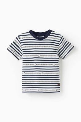 zippy t-shirt bawełniany niemowlęcy kolor niebieski wzorzysty