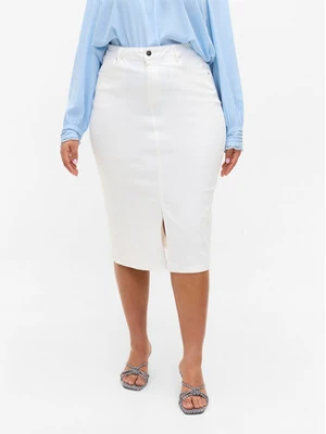Zizzi Spódnica jeansowa J10771A Biały Regular Fit