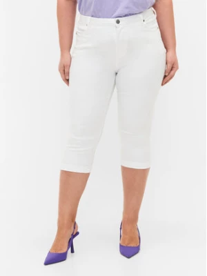 Zizzi Spodnie capri O10305H Biały Slim Fit