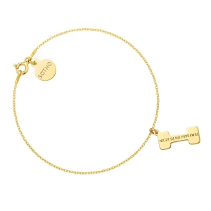 Złota bransoletka ciężarek NIGDY SIĘ NIE PODDAWAJ SOTHO