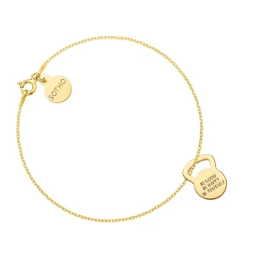 Złota bransoletka kettlebell BE GOOD BE HAPPY BE YOURSELF SOTHO