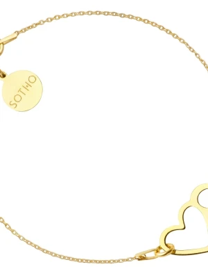 Złota bransoletka z dwoma serduszkami SOTHO