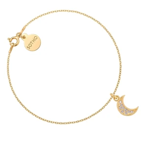 Złota bransoletka z księżycem wysadzanym SWAROVSKI® CRYSTAL SOTHO