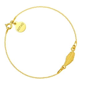 Złota bransoletka z liściem SOTHO