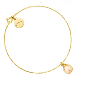 Złota bransoletka z łososiową perłą SWAROVSKI® CRYSTAL SOTHO