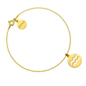 Złota bransoletka z zodiakiem Wodnika SOTHO