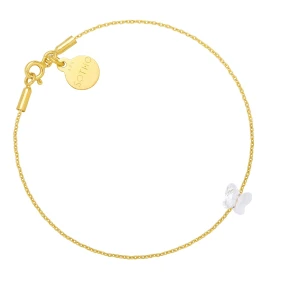 Złota bransoletka zdobiona bezbarwnym motylkiem SWAROVSKI® CRYSTAL SOTHO