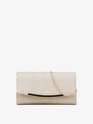 Złota Brokatowa Torebka Kopertówka z Łańcuszkiem i Aplikacją Galsielle caely