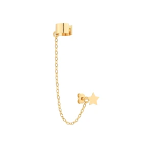 Złota nausznica z łańcuszkiem i gwiazdką SOTHO
