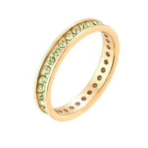 Złota obrączka z zielonymi kryształami Preciosa : pierścionki - 12 SOTHO