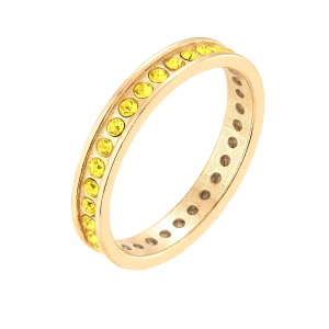 Złota obrączka z żółtymi kryształami Preciosa : pierścionki - 12 SOTHO