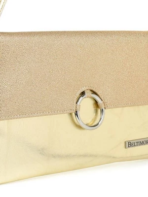 Złota oryginalna damska torebka kopertówka na pasku usztywniana żółty, złoty Merg