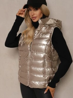 Złota Pikowana Kamizelka z Odpinanym Kapturem Zinnailia cantarana