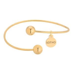 Złota sztywna bransoletka z kuleczkami SOTHO