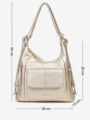 Złota Torebka Hobo z Regulowanym Paskiem i Ozdobnymi Suwakami Tenila luigisanto