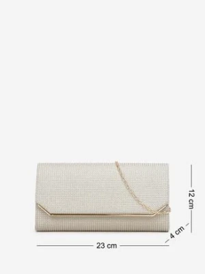 Złota Torebka Kopertówka z Brokatem i Łańcuszkiem Florencesa