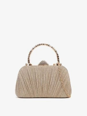 Złota Torebka Kopertówka z Brokatem z Łańcuszkiem i Uchwytem Zarletta caely