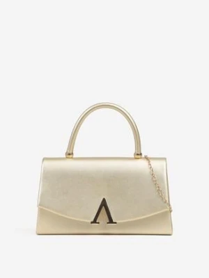 Złota Torebka Kopertówka z Geometryczną Aplikacją Fesara caely