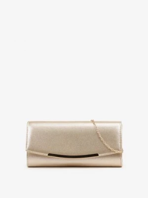 Złota Torebka Kopertówka z Łańcuszkiem Zdobiona Aplikacją Idarosea caely