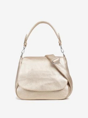 Złota Torebka Listonoszka z Rączką i Paskiem Malanira