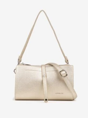 Złota Torebka Mała Listonoszka z Suwakiem Paskiem i Rączką Lumineae luigisanto